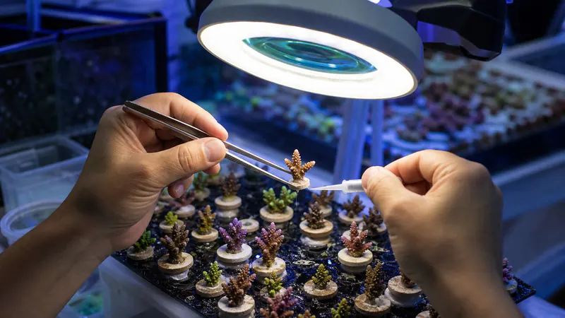 ภาพประกอบบทความ Micro-fragging ปะการังโขดใหญ่: ตัดแว่นเร่งเนื้อเยื่อรอบแผล